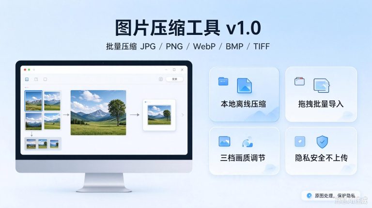 批量图片压缩工具，本地离线压缩，不泄露原图